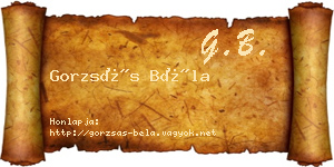 Gorzsás Béla névjegykártya